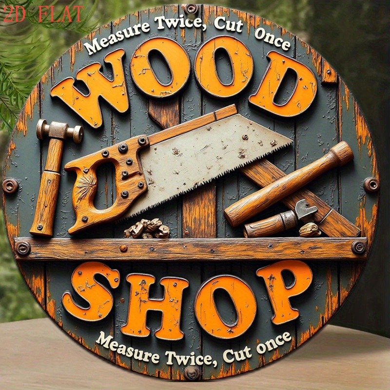 Woodworking Art - Винтажная 2D круглая металлическая табличка 8